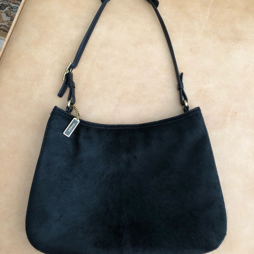 Authentic COACH black hair calf shoulder bag